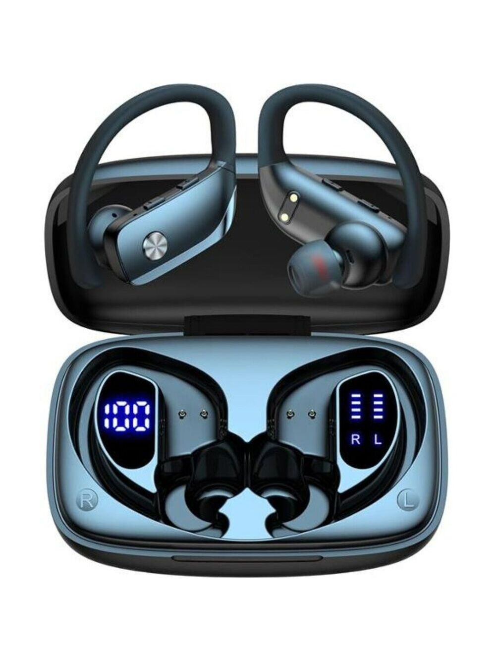 Wireless earbuds Bluetooth earphones with mic LED display sport over ear fit
